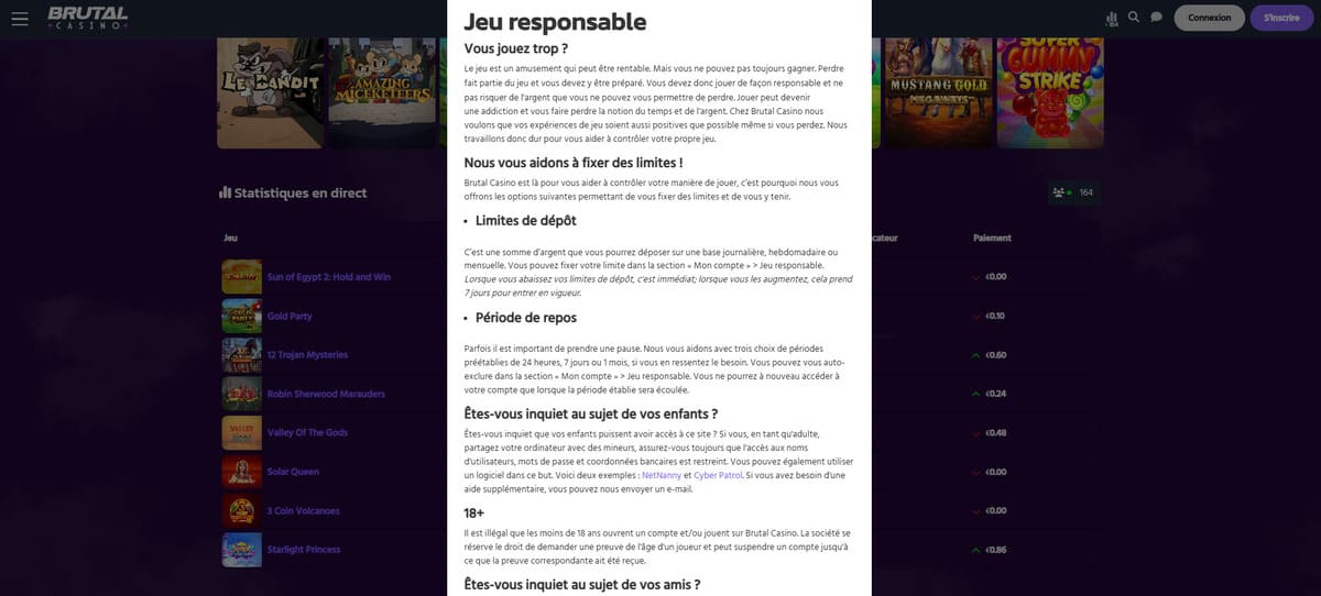 brutal casino jeu responsable