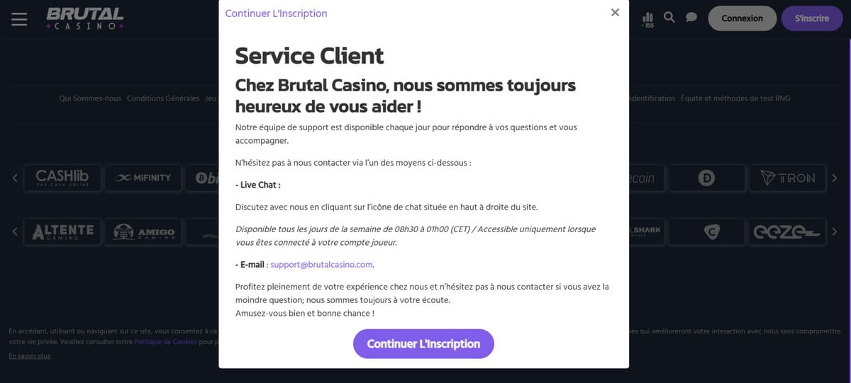 brutal casino support client